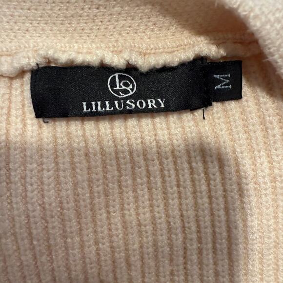 Lillusory Oversized Button-Front Cardigan Sweater Beige Ribbed Knit Size M - Picture 7 of 10